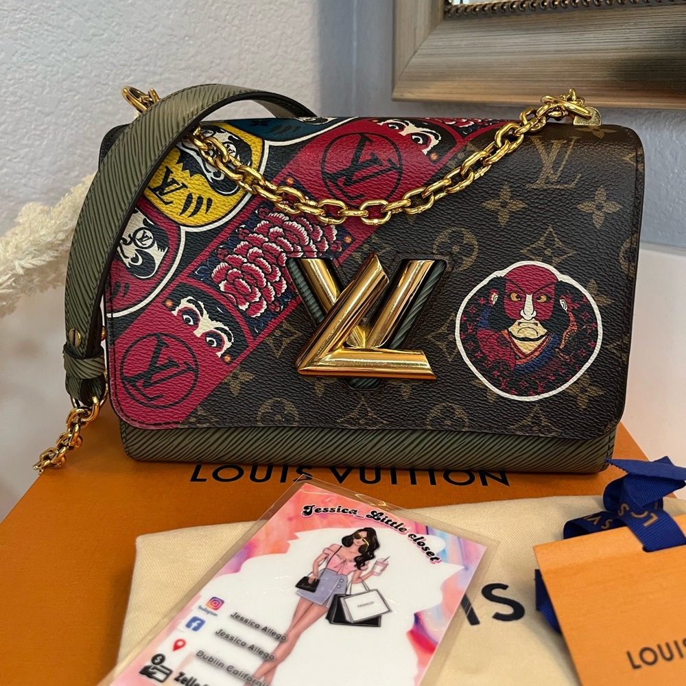 🎀 LOUIS VUITTON Epi Monogram Kabuki Twist Shoulder Bag MM Green - Picture 3 of 17
